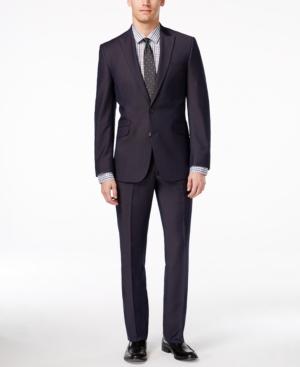 Kenneth Cole Reaction Men's Slim-fit Indigo And Purple Sharkskin Suit