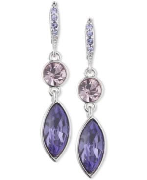 Givenchy Silver-tone Purple Crystal Marquise Drop Earrings