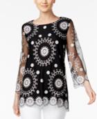 Alfani Embroidered Illusion Top, Created For Macy's