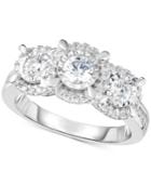 Trumiracle Diamond Halo Trinity Ring (1 Ct. T.w.) In 14k White Gold
