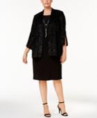 R & M Richards Plus Size Necklace Dress & Glitter Velvet-flocked Jacket