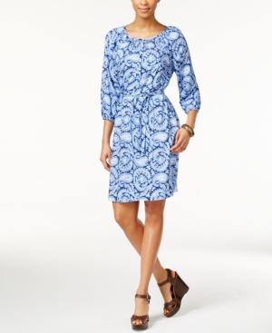 American Living Paisley Printed Sash Tie Peasant Dress