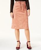 Endless Rose Faux-suede Lace-up Midi Skirt