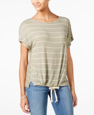 One Hart Juniors' Striped Drawstring-waist T-shirt, Created For Macy's