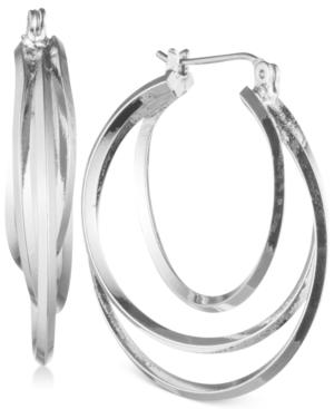 Nine West Silver-tone Twisty Hoop Earrings