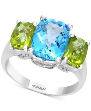Final Call By Effy Blue Topaz (4 Ct. T.w.) & Peridot (1-1/3 Ct. T.w.) Ring In 14k White Gold