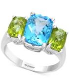 Final Call By Effy Blue Topaz (4 Ct. T.w.) & Peridot (1-1/3 Ct. T.w.) Ring In 14k White Gold