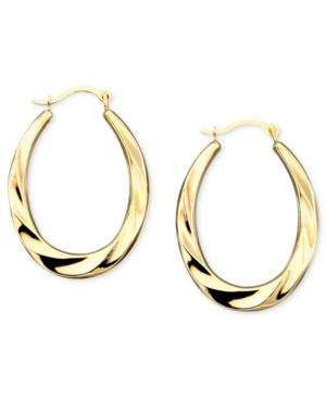 Oval Swirl Hoop Earrings In 10k Gold