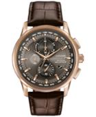 Citizen Men's World Chronograph Time At Eco-drive Brown Leather Strap Watch 43mm At8113-04h