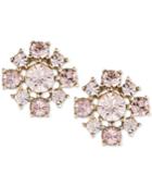 Givenchy Gold-tone Rose Crystal Cluster Stud Earrings