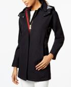 Vince Camuto Hooded Contrast-trim Raincoat