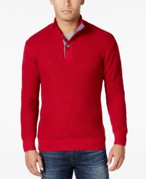 Weatherproof Vintage Men's Big And Tall Mock Turtleneck Button Sweater, Classic Fit