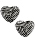 Betsey Johnson Silver-tone Knotted Heart Stud Earrings