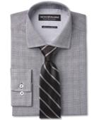 Nick Graham Grey Glenplaid Dress Shirt And Black Pencil Stripe Tie Set