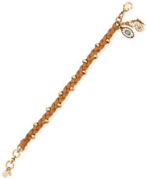 Lucky Brand Gold-tone Leather Charm Bracelet
