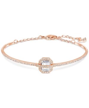 Swarovski Rose Gold-tone Octagon Crystal And Pave Bangle Bracelet