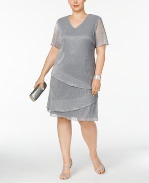 Connected Plus Size Tiered Metallic Shift Dress