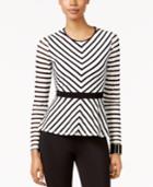 Thalia Sodi Striped Peplum Top, Only At Macy's
