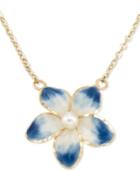 Cultured Freshwater Pearl (3mm) Flower Pendant Necklace In 14k Gold, 16 + 1 Extender