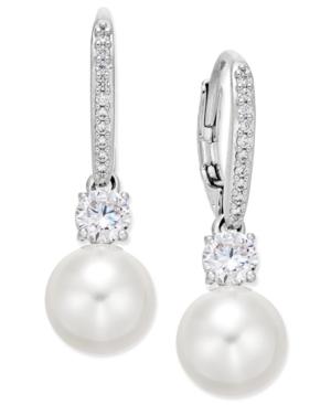 Danori Silver-tone Crystal Imitation Pearl Drop Earrings, Only At Macy's