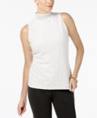 Charter Club Lace Mock-neck Top, Created For Macy's