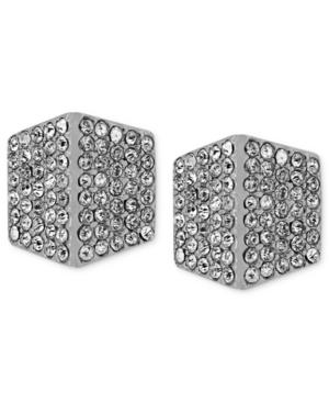 Vince Camuto Earrings, Silver-tone Crystal Pave Geometric Stud Earrings