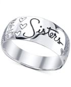 Engraved Sisters Ring In Sterling Silver