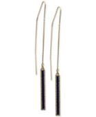 Guess Gold-tone Blue Stone Pave Linear Bar Threader Earrings
