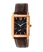 Heritor Automatic Frederick Rose Gold & Black Leather Watches 32mm