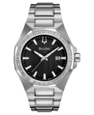 Bulova Watch, Men's Diamond Accent Stainless Steel Bracelet 44mm 96e111
