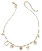 Kate Spade New York Gold-tone Crystal & Imitation Pearl Charm Necklace, 16 + 3 Extender