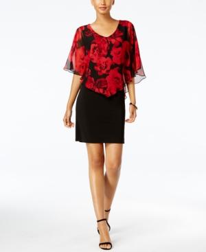 Connected Floral-print Cape Dress