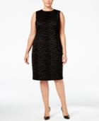 Calvin Klein Plus Size Flocked Animal-print Dress