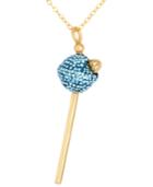 Sis By Simone I Smith 18k Gold Over Sterling Silver Necklace, Light Blue Crystal Mini Lollipop Pendant
