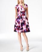 Calvin Klein Space-dye Pleated Flare Dress
