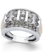 Men's Diamond Cluster Two-tone Ring (3 Ct. T.w.) In 10k Gold And White Gold