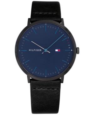 Tommy Hilfiger Men's Black Leather Strap Watch 40mm