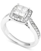 Diamond Quad Cluster Halo Engagement Ring (1 Ct. T.w.) In 14k White Gold