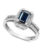14k White Gold Ring, Sapphire (1 Ct. T.w.) And Diamond (1/5 Ct. T.w.) Ring