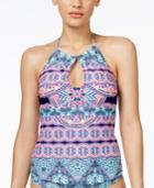 Jessica Simpson Mojave Tribal-print High-neck Keyhole Tankini Top Women's Swimsuit