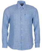Barbour Men's Felix Light Blue Plaid Linen Shirt