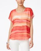 Style & Co. Printed Embellished Short-sleeve Top, Only At Macy's