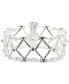 Anne Klein Silver-tone Openwork Crystal Magnetic Closure Bracelet