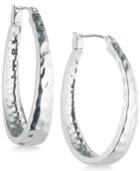 Nine West Silver-tone Domed Textured Hoop Earrings