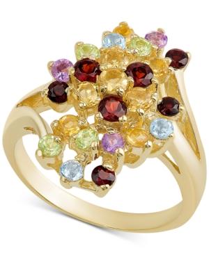 Multi-gemstone Cluster Ring (1/2 Ct. T.w.) In 18k Gold-plated Sterling Silver