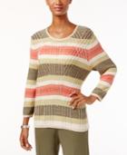 Alfred Dunner Petite Cactus Ranch Striped Sweater