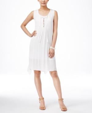 Style & Co. Crochet-front Sleeveless Dress, Only At Macy's