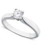 Certified Diamond Round Solitaire Engagement Ring In 14k White Gold (3/8 Ct. T.w.)
