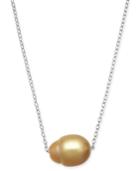 Baroque Cultured Golden South Sea Pearl (12mm) 18 Pendant Necklace In Sterling Silver