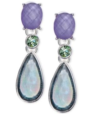 Anne Klein Silver-tone Multi-stone Drop Earrings